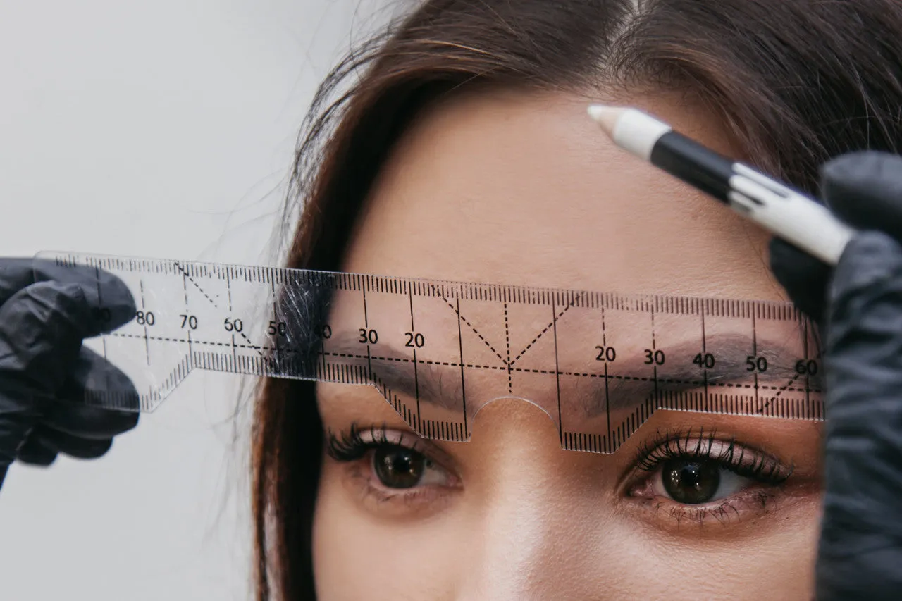 Eyebrow ruler, reusable, for eyebrow shaping and positioning