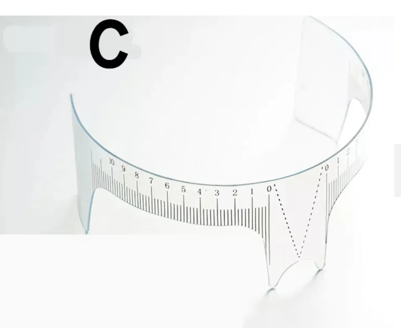 Eyebrow ruler, reusable, for eyebrow shaping and positioning
