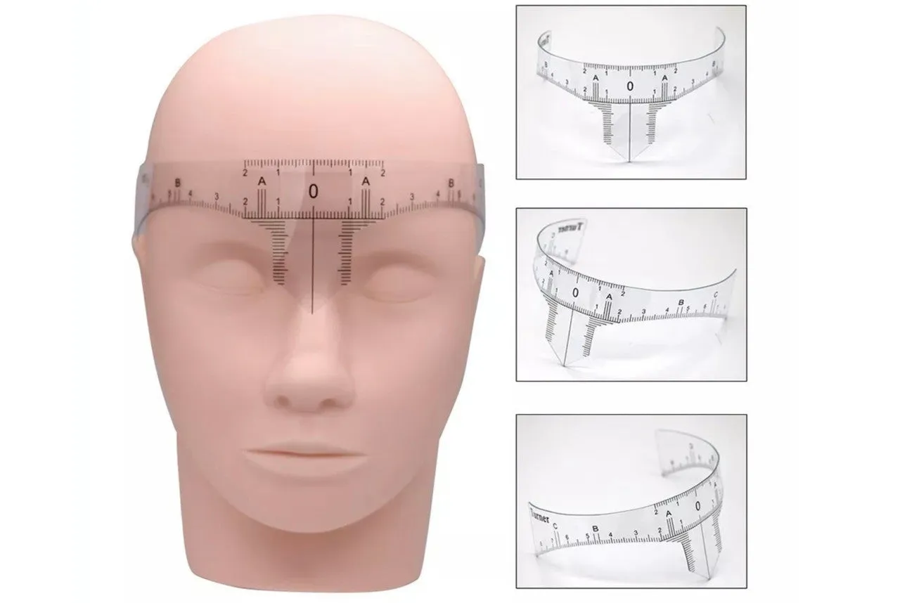 Eyebrow ruler, reusable, for eyebrow shaping and positioning
