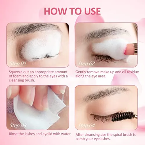 Eyelash Extension Cleanser 207ml  Mascara Wand  Brush Eyelid Foaming Cleanser,Eyelash Wash and Lash Bath for Extensions,Paraben & Sulfate Free,Makeup Remover,Salon and Home use（207ml/7fl.oz)