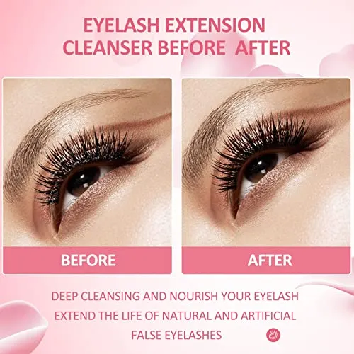 Eyelash Extension Cleanser 207ml  Mascara Wand  Brush Eyelid Foaming Cleanser,Eyelash Wash and Lash Bath for Extensions,Paraben & Sulfate Free,Makeup Remover,Salon and Home use（207ml/7fl.oz)