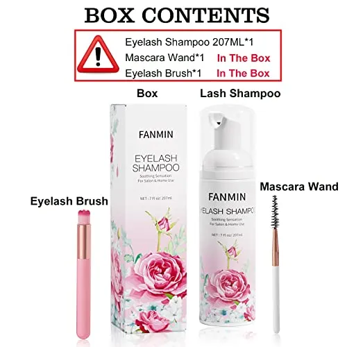 Eyelash Extension Cleanser 207ml  Mascara Wand  Brush Eyelid Foaming Cleanser,Eyelash Wash and Lash Bath for Extensions,Paraben & Sulfate Free,Makeup Remover,Salon and Home use（207ml/7fl.oz)