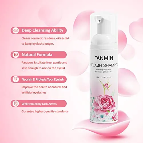Eyelash Extension Cleanser 207ml  Mascara Wand  Brush Eyelid Foaming Cleanser,Eyelash Wash and Lash Bath for Extensions,Paraben & Sulfate Free,Makeup Remover,Salon and Home use（207ml/7fl.oz)
