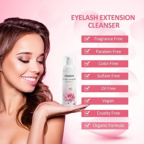 Eyelash Extension Cleanser 207ml  Mascara Wand  Brush Eyelid Foaming Cleanser,Eyelash Wash and Lash Bath for Extensions,Paraben & Sulfate Free,Makeup Remover,Salon and Home use（207ml/7fl.oz)