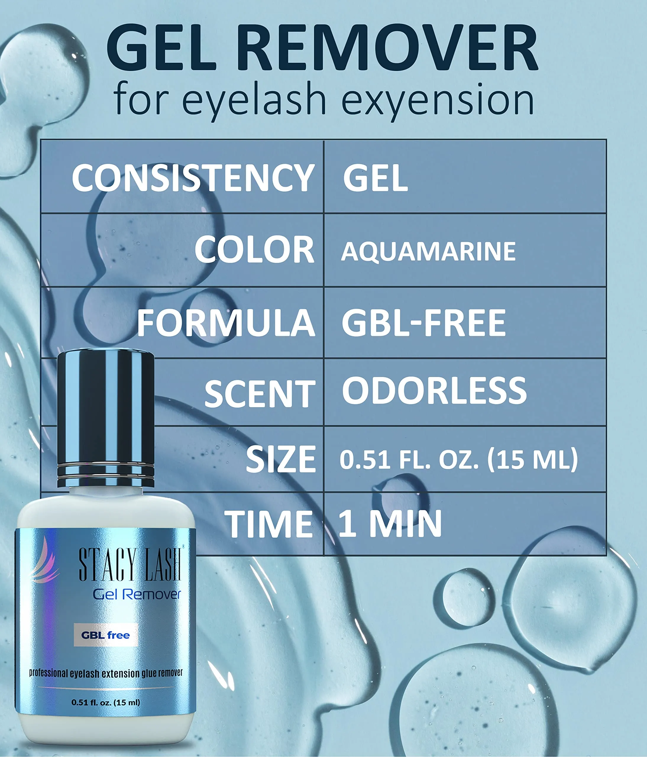 Eyelash Extension Glue   Gel Remover - Stacy Lash 5 ml / 0.5-1 Sec Drying time/Retention – 7 Weeks/Maximum Bonding Power/Professional Use Only Black Adhesive/Gel Remover/ 15 ml/GBL Free/Fast Lash Adhe