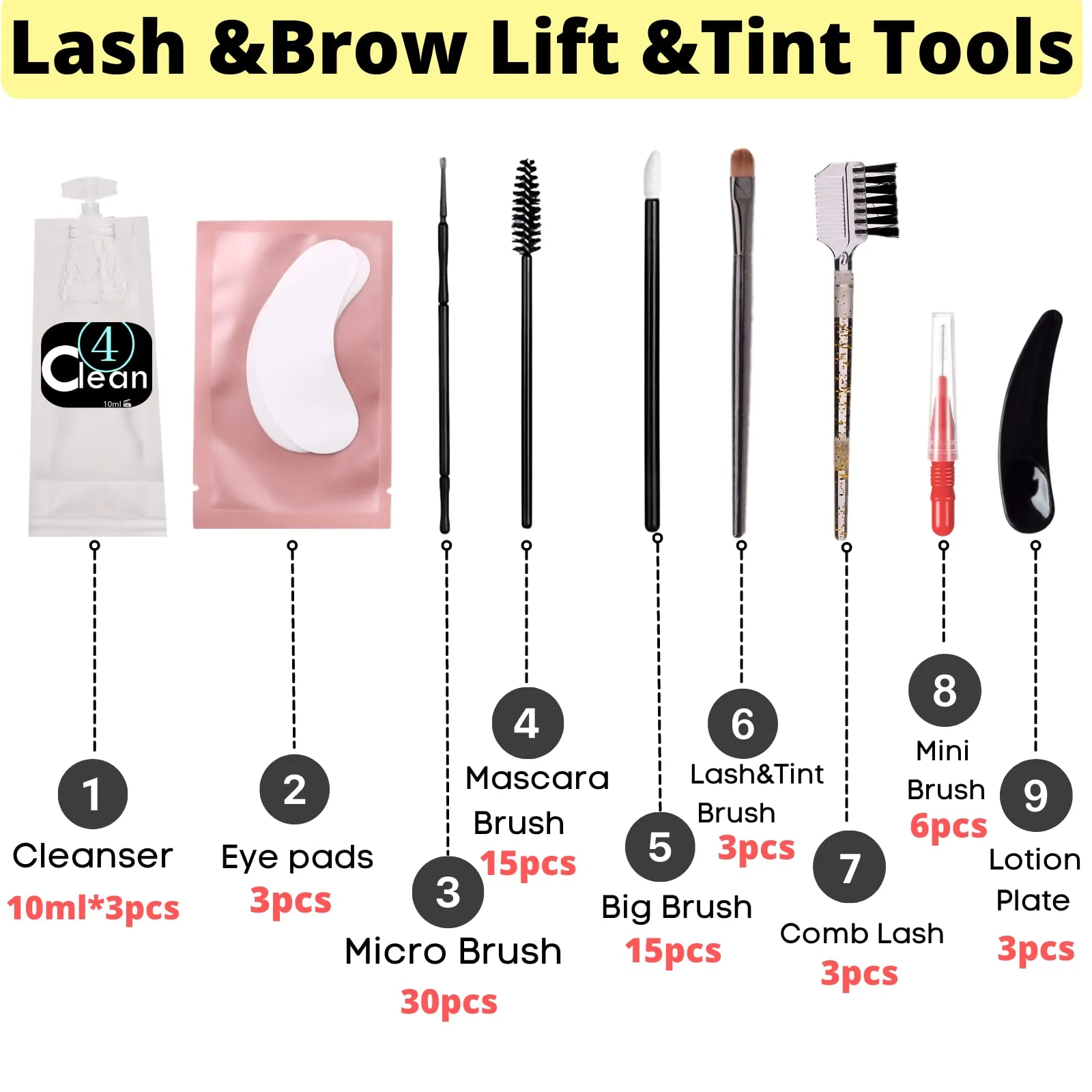 Eyelash Lift Tools, Eyelash Extensions Cleaner Remover Tools Kit Lash Lift Kit supplies, Brow Lamination Tools, DIY Lash Lifting Accessories, Full Lash, and Brow Brush Kit Home Use or Salon (lash brow tools kit)