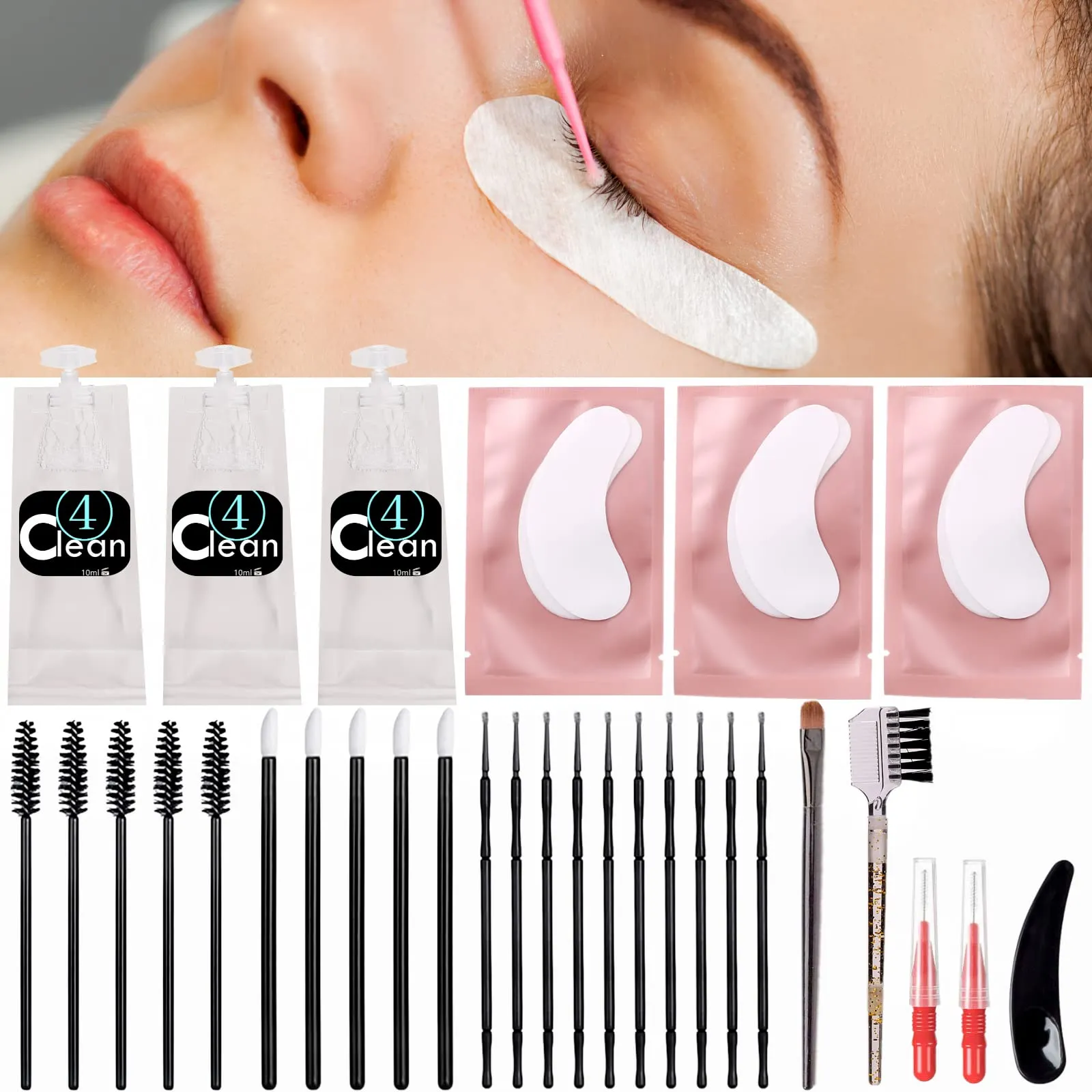 Eyelash Lift Tools, Eyelash Extensions Cleaner Remover Tools Kit Lash Lift Kit supplies, Brow Lamination Tools, DIY Lash Lifting Accessories, Full Lash, and Brow Brush Kit Home Use or Salon (lash brow tools kit)