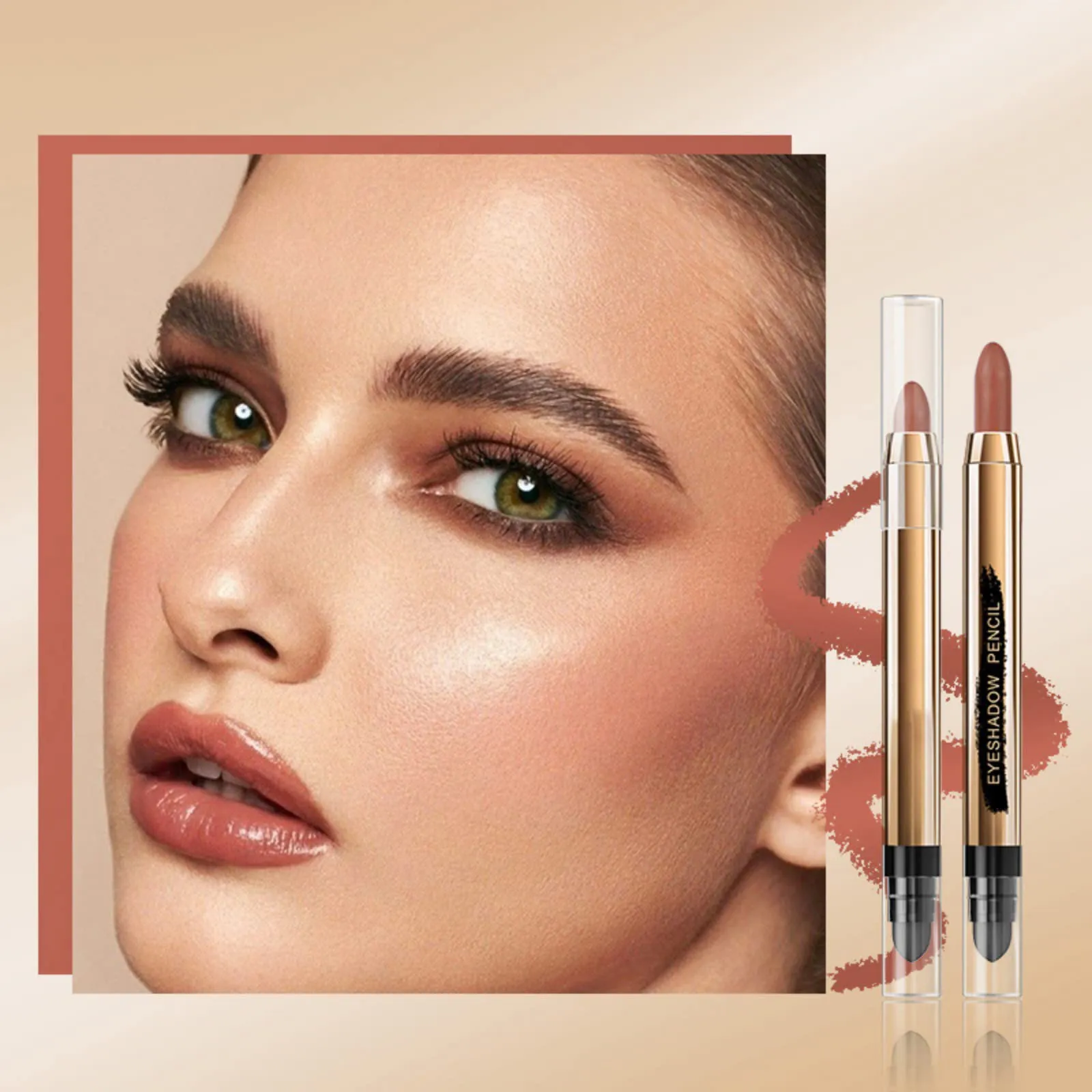 Eyeshadow Stick - Neutral and Brown Metallic Eye Shadow Stick Makeup - Champagne Matte & Glitter Eyeshadow - Creamy & Waterproof Eyeshadow Brightener Pencil (3# Nude   4# Caramel   10# Metallic)