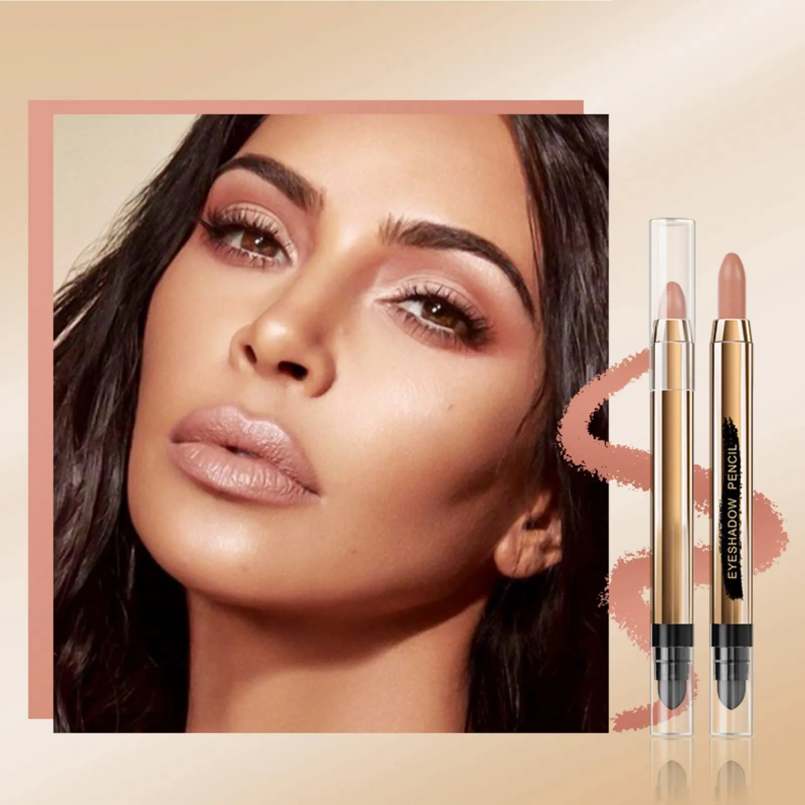 Eyeshadow Stick - Neutral and Brown Metallic Eye Shadow Stick Makeup - Champagne Matte & Glitter Eyeshadow - Creamy & Waterproof Eyeshadow Brightener Pencil (3# Nude   4# Caramel   10# Metallic)
