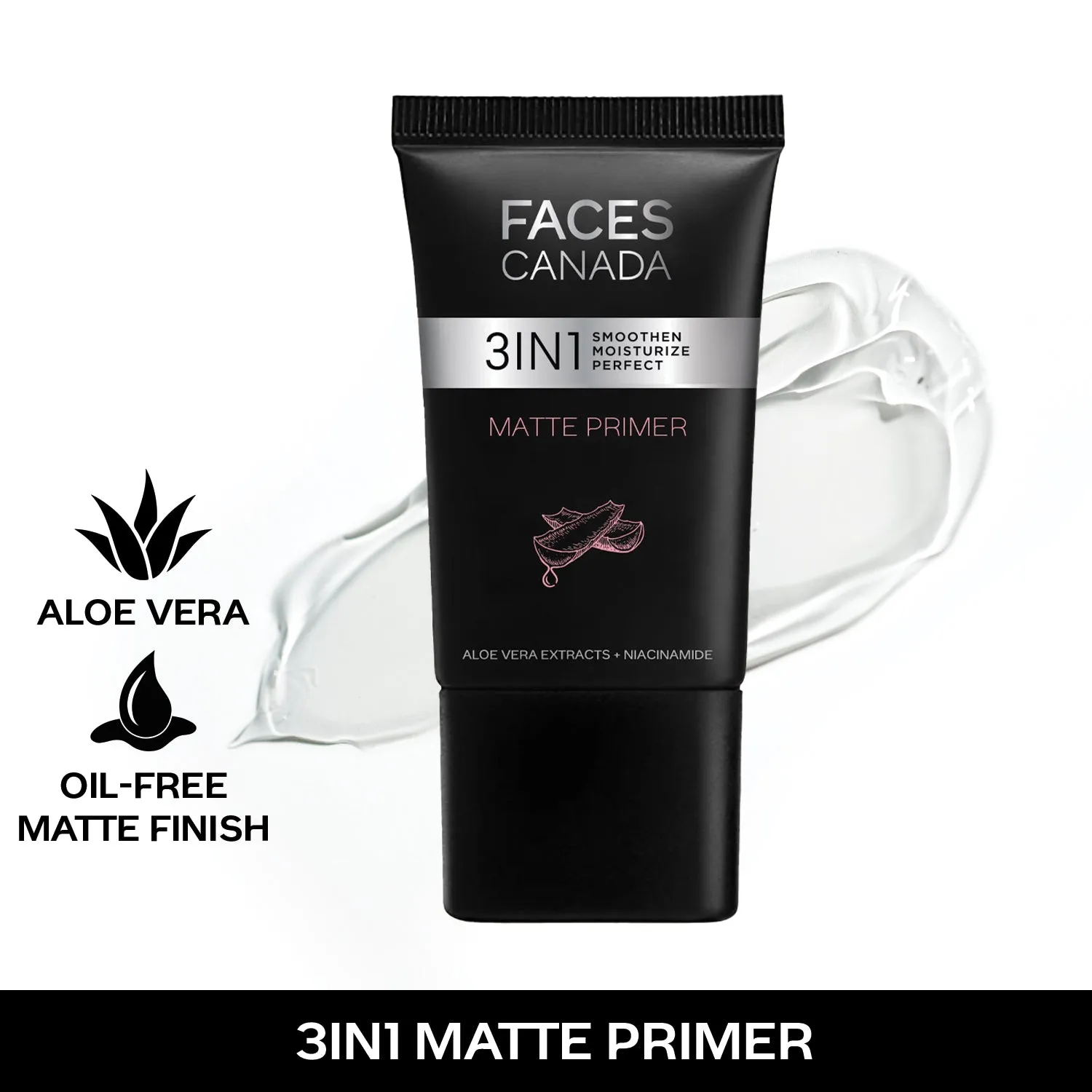 FACES CANADA Matte Primer, 30g | Oil-Free Matte Finish | Lightweight Gel Texture | Smoothens & Moisturizes Skin | Niacinamide, Hyaluronic Acid, Vitamin A, C & E | No Alcohol & Parabens