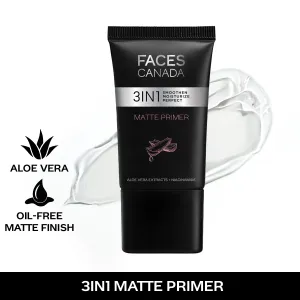 FACES CANADA Matte Primer, 30g | Oil-Free Matte Finish | Lightweight Gel Texture | Smoothens & Moisturizes Skin | Niacinamide, Hyaluronic Acid, Vitamin A, C & E | No Alcohol & Parabens