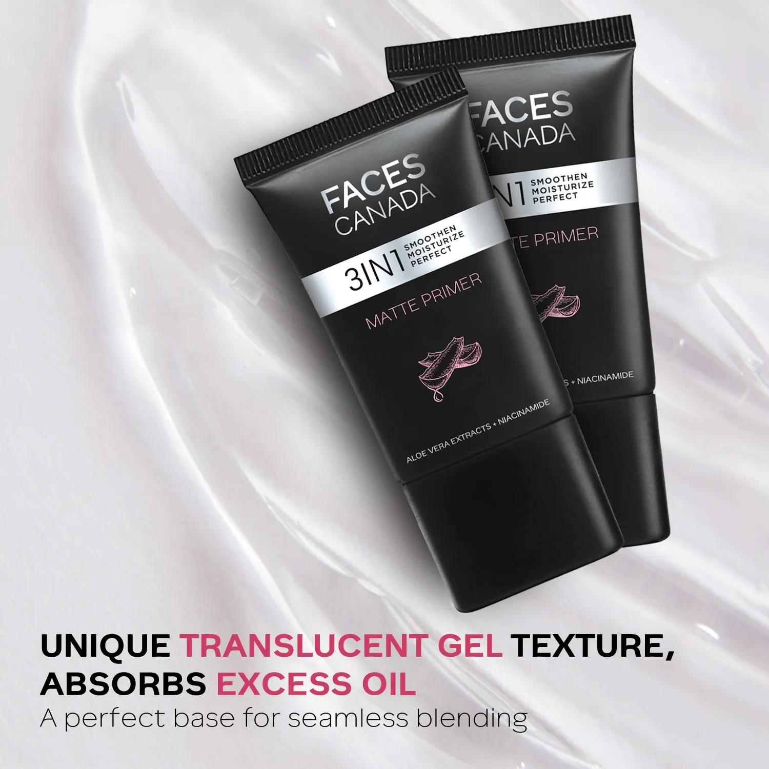 FACES CANADA Matte Primer, 30g | Oil-Free Matte Finish | Lightweight Gel Texture | Smoothens & Moisturizes Skin | Niacinamide, Hyaluronic Acid, Vitamin A, C & E | No Alcohol & Parabens