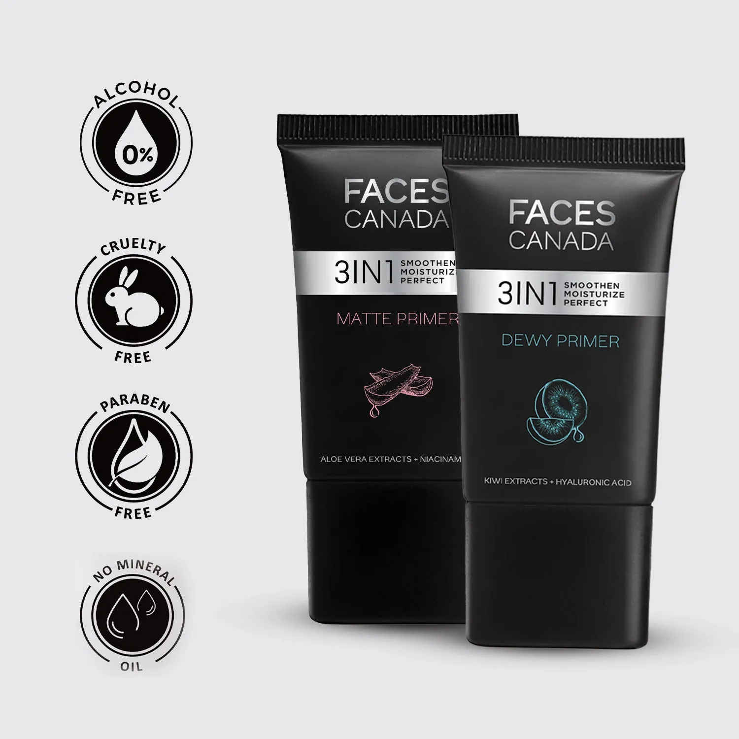 FACES CANADA Matte Primer, 30g | Oil-Free Matte Finish | Lightweight Gel Texture | Smoothens & Moisturizes Skin | Niacinamide, Hyaluronic Acid, Vitamin A, C & E | No Alcohol & Parabens