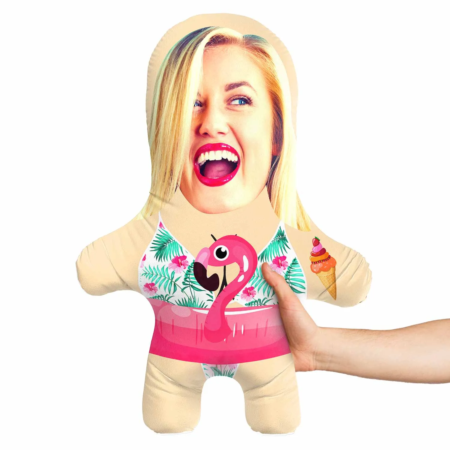 Flamingo Rubber Ring Face Pillow