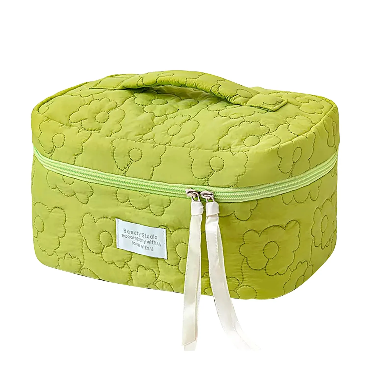 Flower Quilting Cloth Makeup Bag Travel Toiletry Bag with Handle Organizer