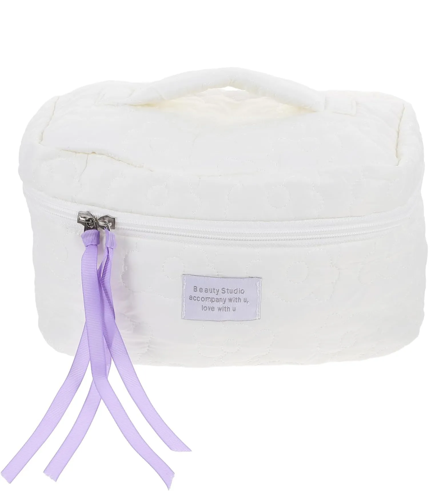 Flower Quilting Cloth Makeup Bag Travel Toiletry Bag with Handle Organizer