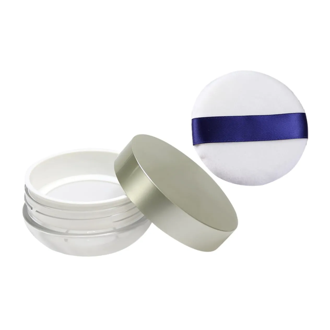 Gatuida 1pc Loose Powder Holder with Powder Puff Portable Makeup Box for Travel and Home Use Compact Design with -lid and Elastic Mesh