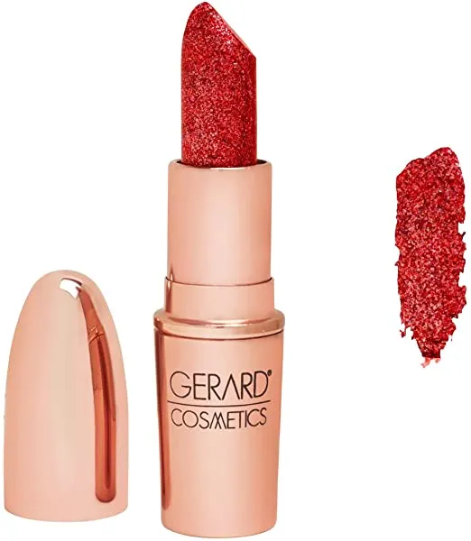 Gerard Cosmetics Glitter Lipstick (Cupid) | Red Lipstick with Sparkling Metallic Glitter | Long Lasting, Smooth Formula | Highly Pigmented Opaque Color | Cruelty Free & Made in USA