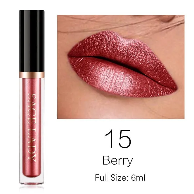 Glitter Lipstick Liquid Makeup Waterproof Metallic Long-lasting Shimmer