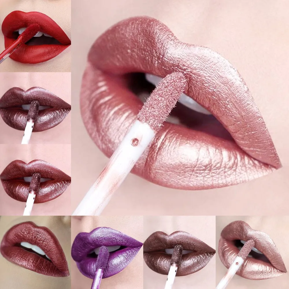 Glitter Lipstick Liquid Makeup Waterproof Metallic Long-lasting Shimmer
