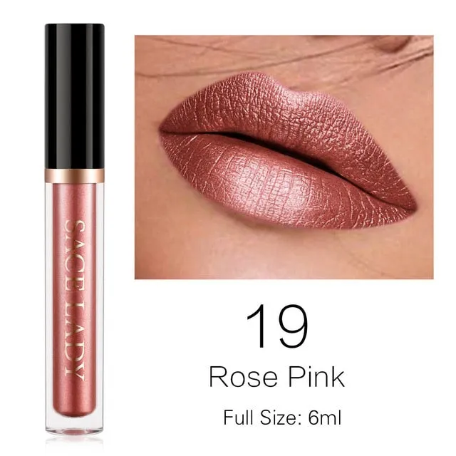 Glitter Lipstick Liquid Makeup Waterproof Metallic Long-lasting Shimmer