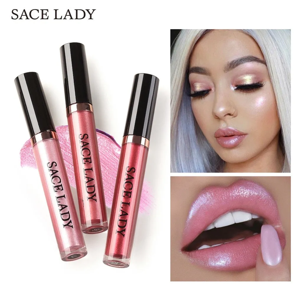 Glitter Lipstick Liquid Makeup Waterproof Metallic Long-lasting Shimmer