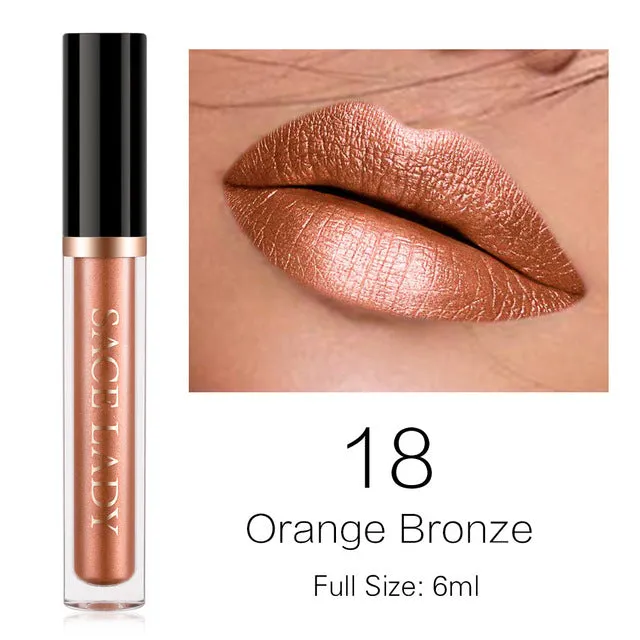 Glitter Lipstick Liquid Makeup Waterproof Metallic Long-lasting Shimmer