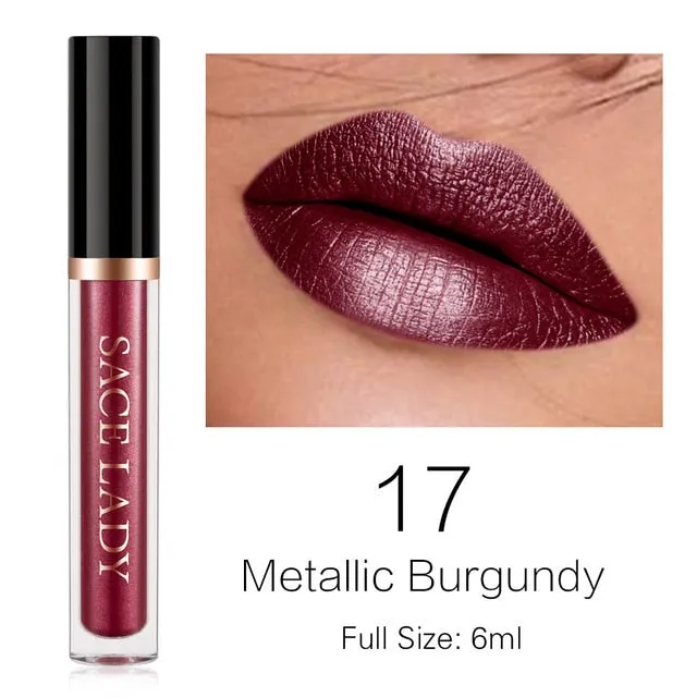Glitter Lipstick Liquid Makeup Waterproof Metallic Long-lasting Shimmer