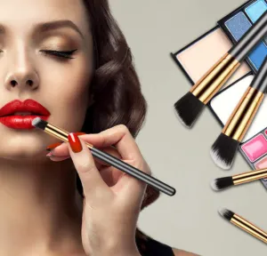 Golden Black Foundation Powder Eyebrow Eyeliner Blush Concealer Brush Set