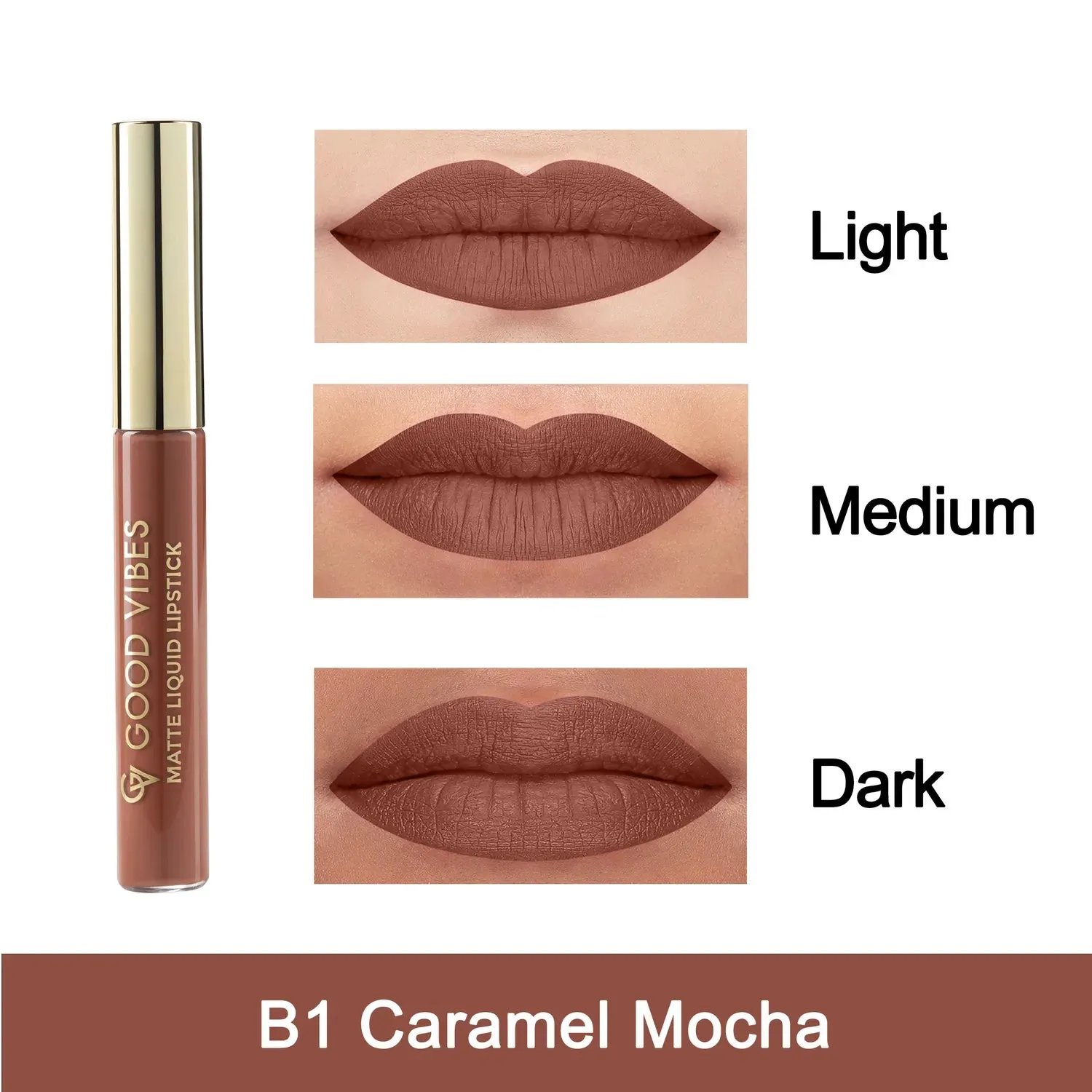 Good Vibes HydraGlow Matte Liquid Lipstick| Jojoba & Vitamin E| Caramel Mocha (B1) - (5.2ml)