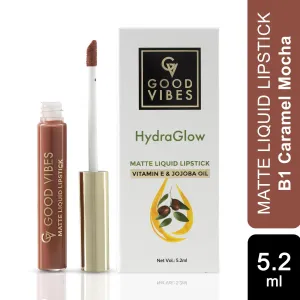 Good Vibes HydraGlow Matte Liquid Lipstick| Jojoba & Vitamin E| Caramel Mocha (B1) - (5.2ml)