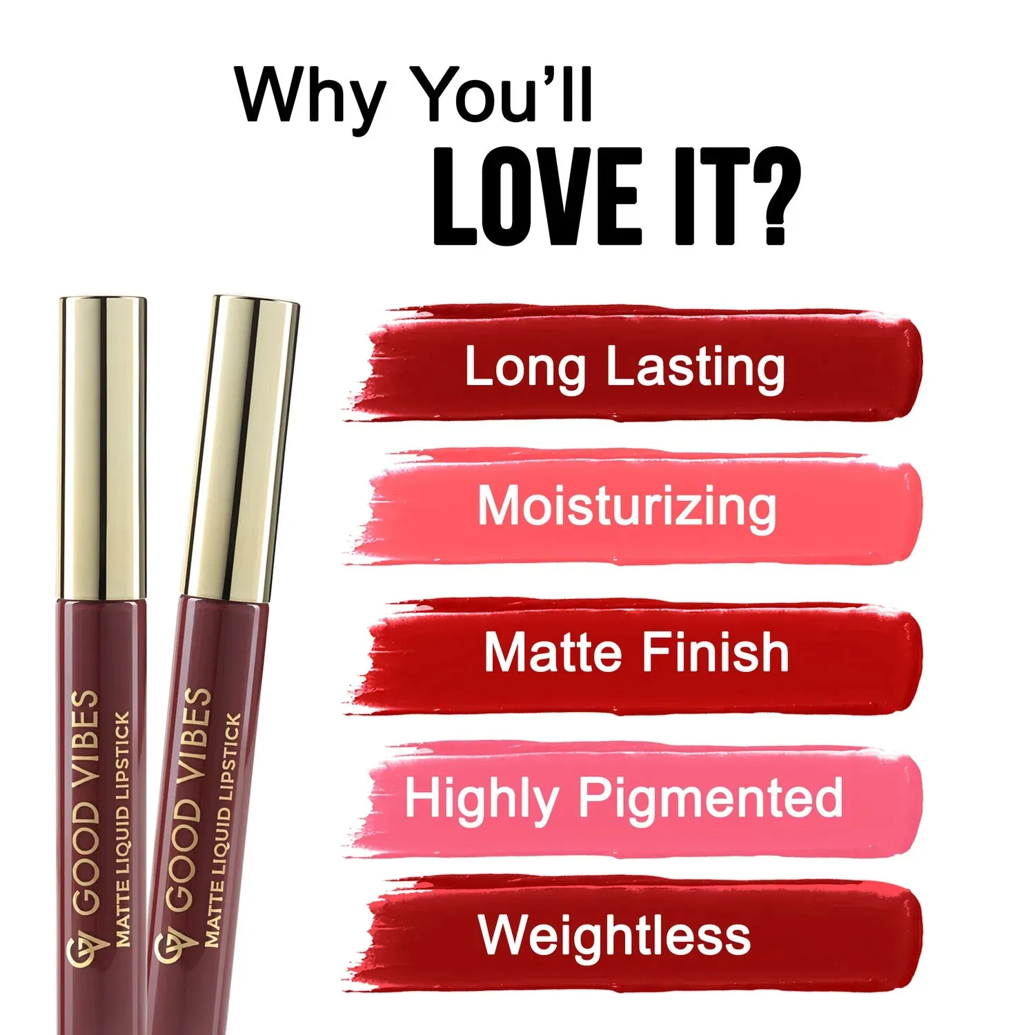 Good Vibes HydraGlow Matte Liquid Lipstick | Jojoba & Vitamin E| Mighty Magenta (R2) - (5.2ml)