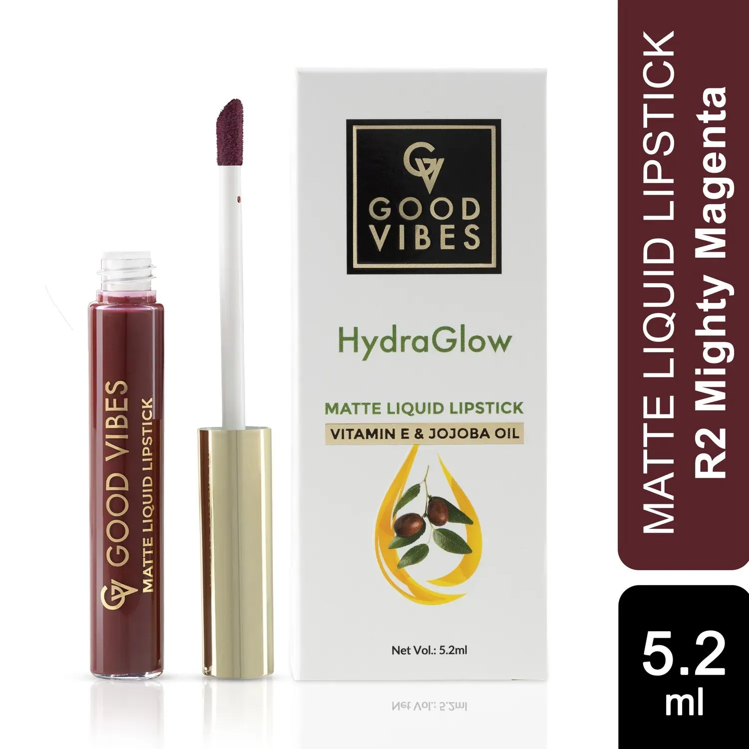 Good Vibes HydraGlow Matte Liquid Lipstick | Jojoba & Vitamin E| Mighty Magenta (R2) - (5.2ml)