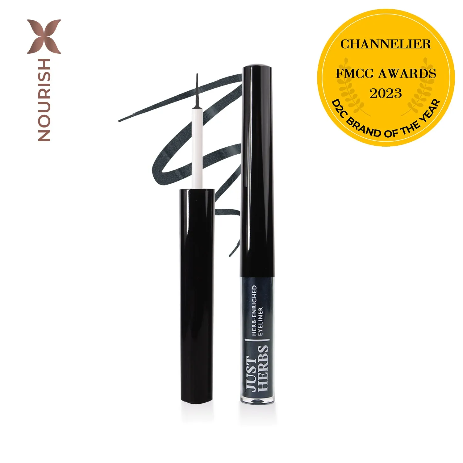Herb-Enriched Waterproof Eyeliner Organic with Jojoba Oil & Vitamin E - Smoky Charcoal