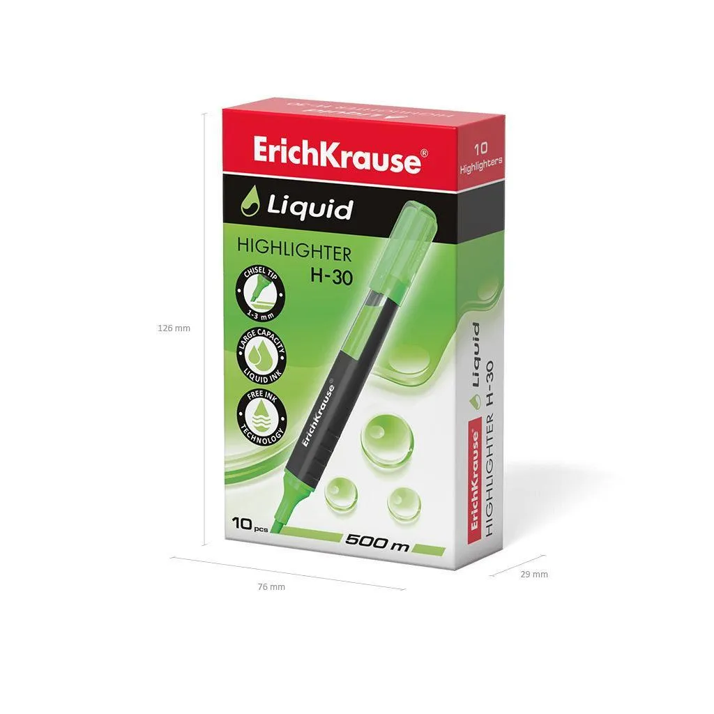 Highlighter ErichKrauseÂ® Liquid H-30, ink color: green