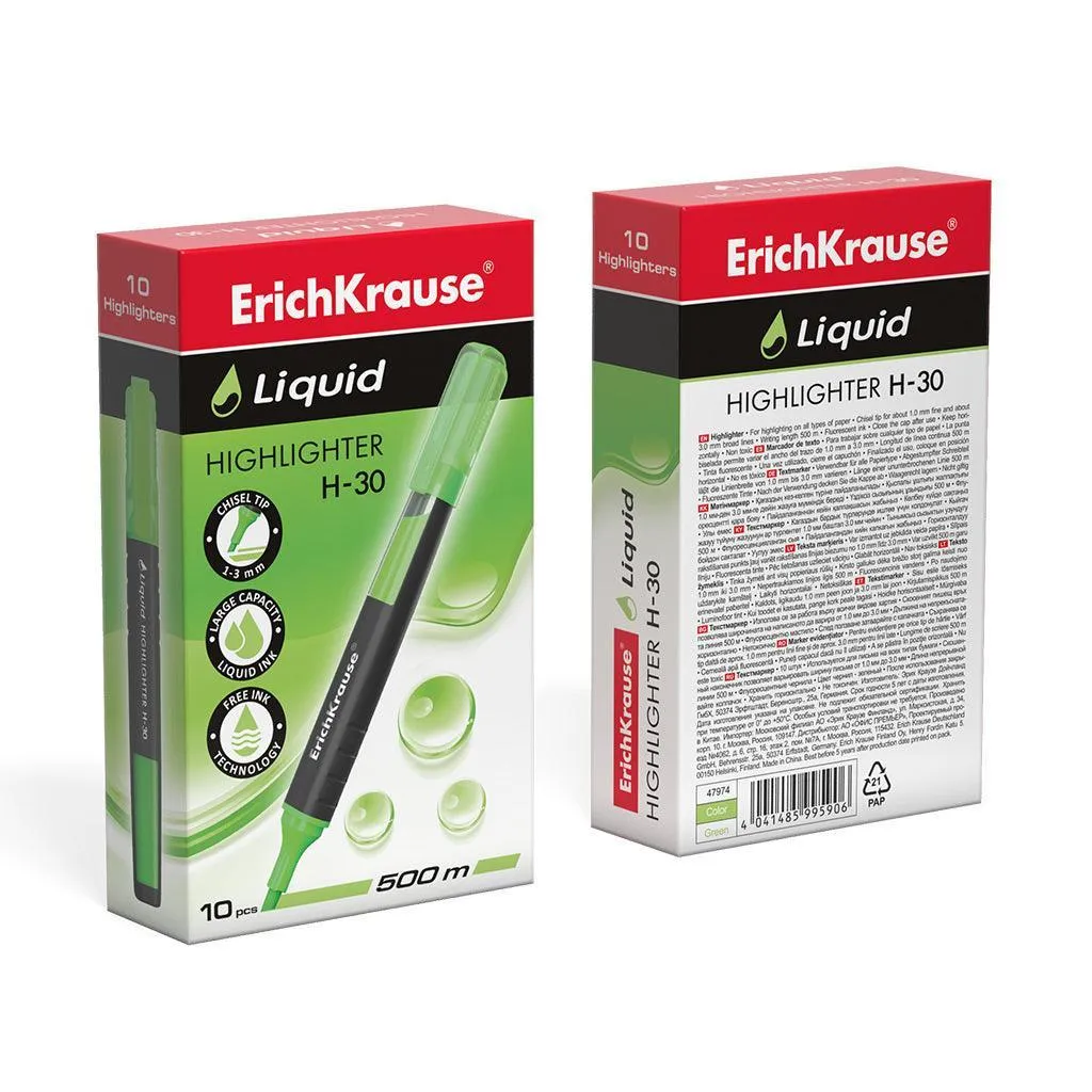 Highlighter ErichKrauseÂ® Liquid H-30, ink color: green
