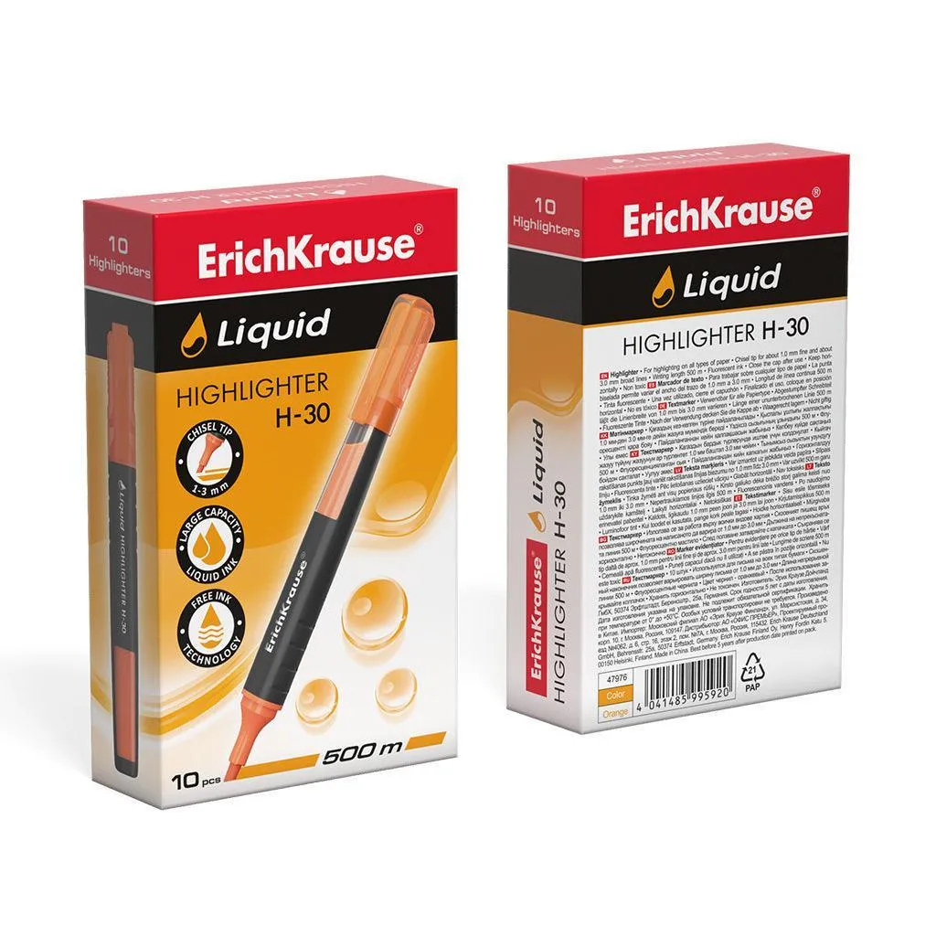 Highlighter ErichKrauseÂ® Liquid H-30, ink color: orange