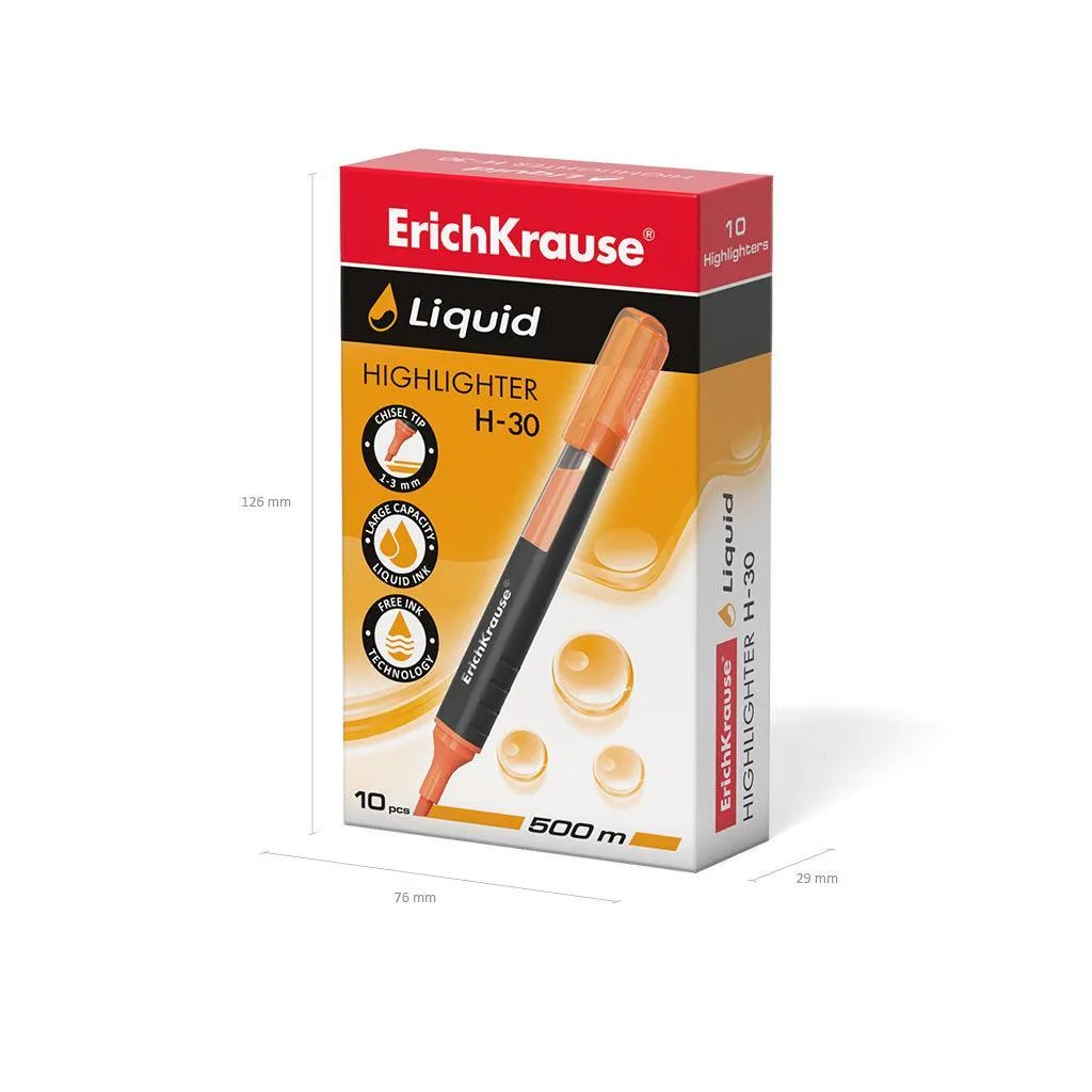 Highlighter ErichKrauseÂ® Liquid H-30, ink color: orange