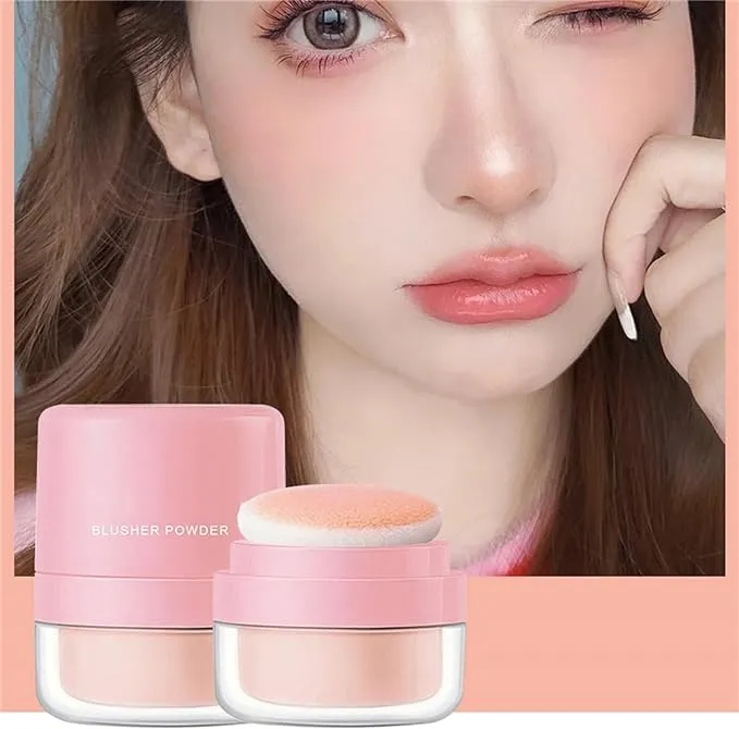 Highlighter Puff Makeup Blusher Patting Powder Peach Rouge Blush Palette Nude Pink Soft Face Brightening Tint Waterproof Blush Contour Cosmetics