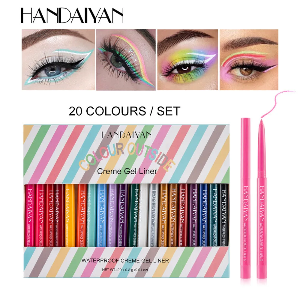 Hot New Product 20-Color Fast-Drying Waterproof Smudge-Proof Colored Eyeliner Gel Pen Set