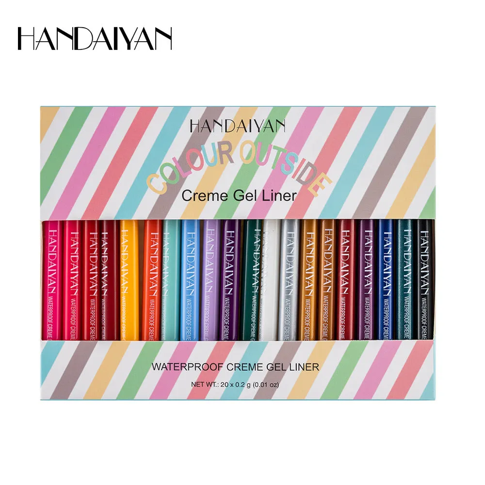 Hot New Product 20-Color Fast-Drying Waterproof Smudge-Proof Colored Eyeliner Gel Pen Set