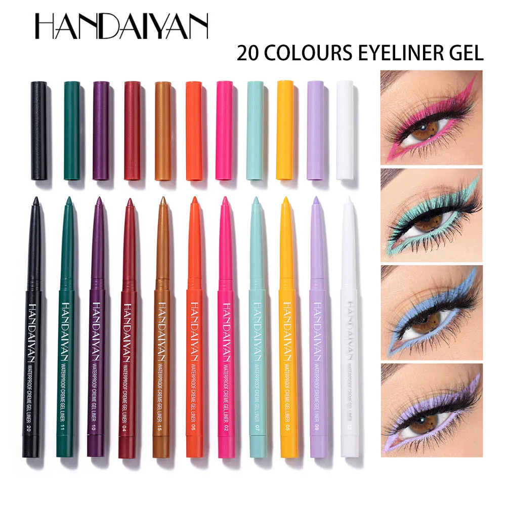 Hot New Product 20-Color Fast-Drying Waterproof Smudge-Proof Colored Eyeliner Gel Pen Set