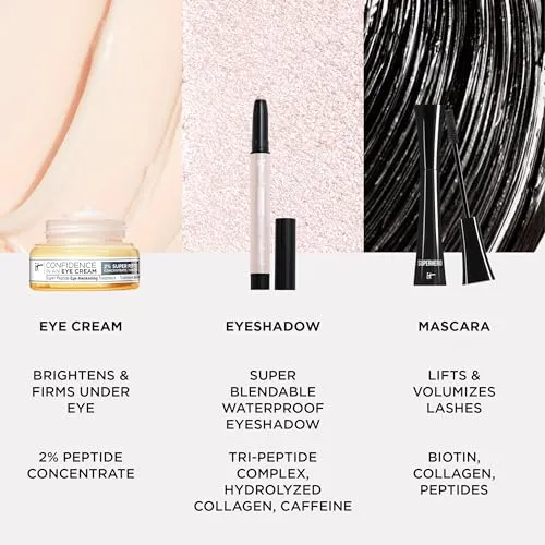 IT Cosmetics Your Eye-Loving Essentials Gift Set – 3-Piece Makeup   Skincare Kit – Includes Moisturizing Eye Cream, Brightening Eyeshadow Stick & Volumizing Black Mascara – Full Size Favorites