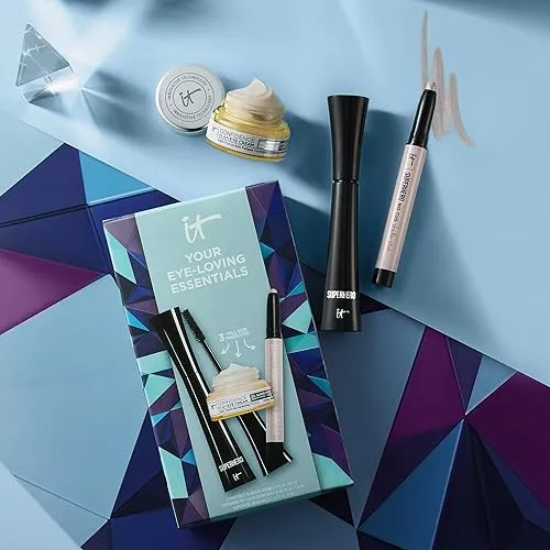 IT Cosmetics Your Eye-Loving Essentials Gift Set – 3-Piece Makeup   Skincare Kit – Includes Moisturizing Eye Cream, Brightening Eyeshadow Stick & Volumizing Black Mascara – Full Size Favorites
