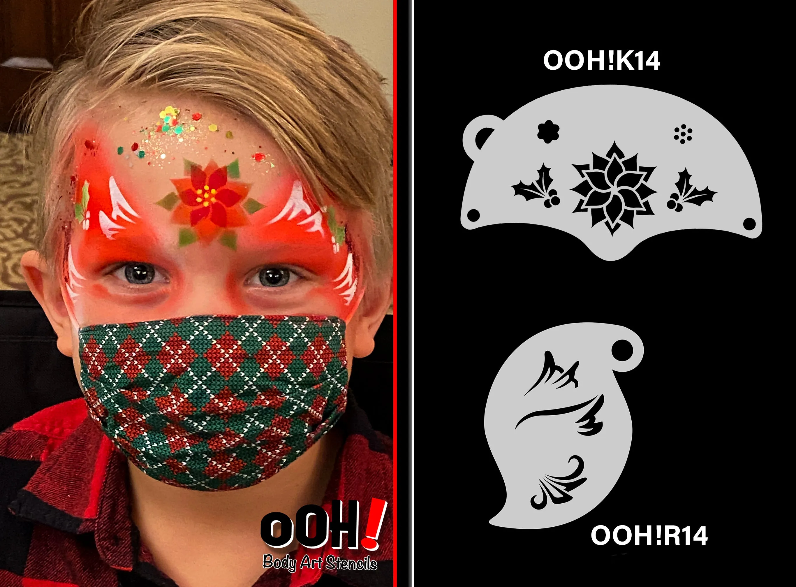 K14 Poinsettia Mask Face Paint Stencil