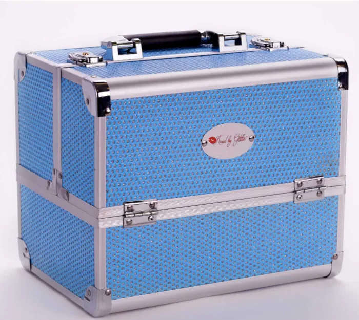 KBG Light Blue Diamond Makeup Case with Mirror DS1002M