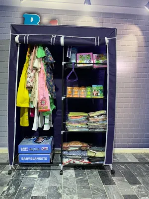 Kids Wardrobe With Hanging And Stacking Shelves Blue