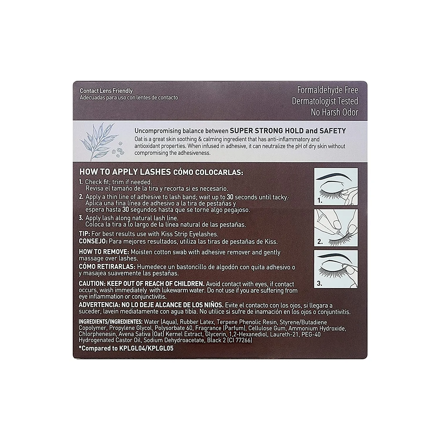 KISS Lash Couture Black Latex Strip Lash Adhesive with Soothing Oat Extract, Precision Control Nozzle, Dermatologist Tested, Contact Lens Friendly, Formaldehyde Free, Waterproof, 0.24 Oz.