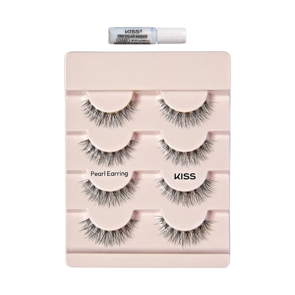 Kiss The New Natural Multipack 01 Pearl Earring Strip Lashes Black 4 Pairs