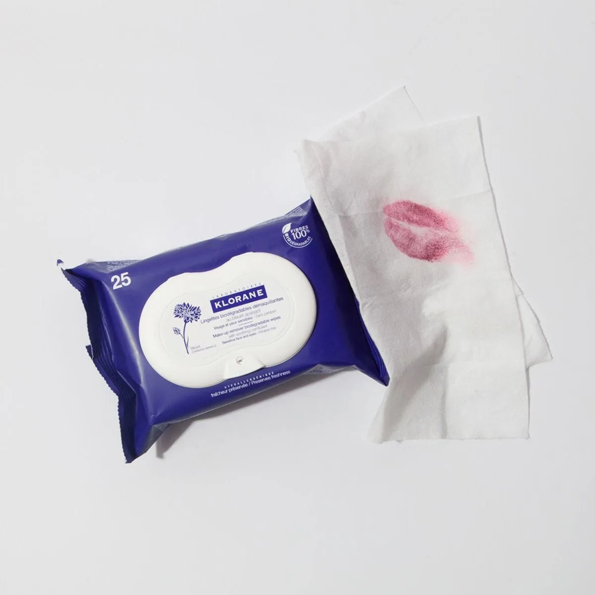 Klorane Make-Up Remover Biodegradable Wipes with Soothing Cornflower